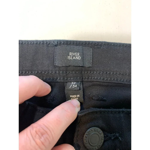 River Island Sid Skinny Stretch Black Jeans W32/L34 Mens Denim Trousers Tailored - Picture 2 of 10